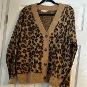 Leopard Print Button-Up Sweater